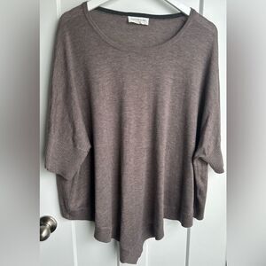 Rosemunde Copenhagen XL Asymmetrical Wool Blend Lightweight Elbow Sleeve Sweater